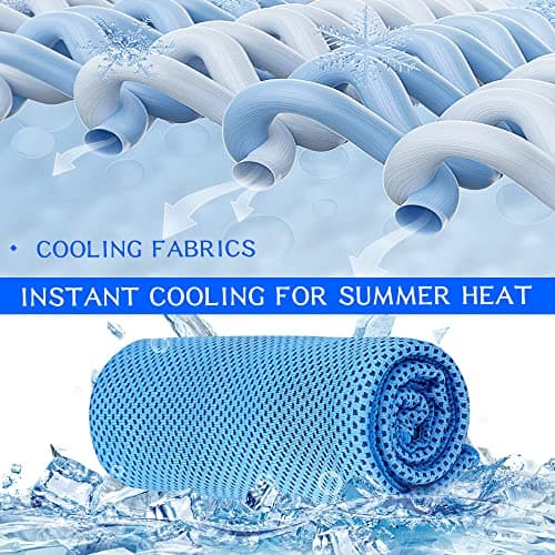 YORFULL Cooling Towels for Neck,Quick Drying Ice Towel Instant Cooling Relief,Soft Breathable Chilly Towel for Gym,Golf,Yoga,Camping,Running, Workout,and More Activities Blue — view 4