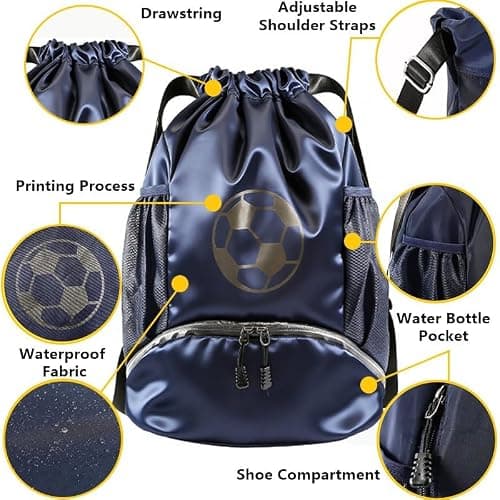 SFBSFL Oxford Drawstring Sports Backpack with Separate Shoe & Ball Compartment, 2 Water Bottle Mesh Pockets, Waterproof Gym Bag for Basketball Football Volleyball Gym Travel Men Women — view 4