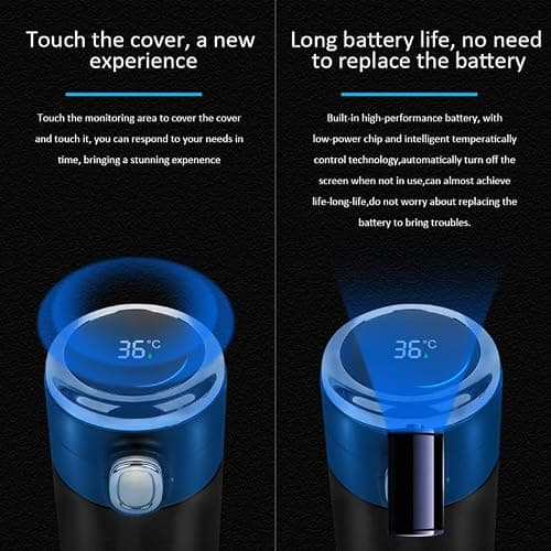 Flintronic 450ML Travel Mug Reusable Coffee Cup with Leakproof Lid Insulated Coffee Mug for Hot & Cold Drinks, BPA-Free LED Temperature Display Vacuum Stainless Steel Travel Mug (Black) — view 5