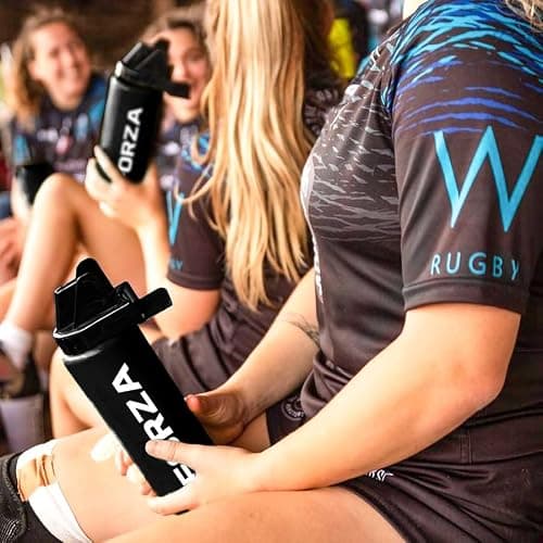 FORZA 1L Team Hygiene Water Bottles | BPA Free Sports Water Bottles with Contactless Nozzle - Ideal for Sports Teams (Black, Pack of 10 + Carrier) — view 6