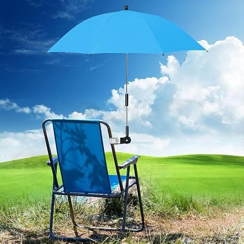 Ponanor Chair Umbrella with Clamp, Portable Clip on Umbrella for Beach, Patio, Stroller, Sports Wheelchair, and Wagon, UV Protection Sun Shade (Blue) — view 2