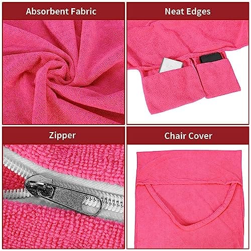 Vinsani Sun Lounger Beach Towel with Pockets, Soft & Quick Dry, Pink — view 5