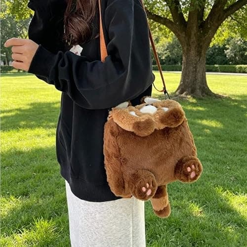 AWYHAOYULA Cute Red Panda Plush Rucksack Backpack, Cartoon Fluffy Casual Daypack, Small Crossbody Convertible Gift Bookbag for Kids Teen Girls Daily Outdoor Use — view 6