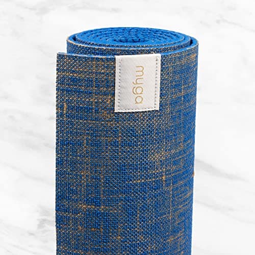 Myga RY1243 - Jute Yoga Mat - High Performance, Vegan Floor Exercise Mat - Eco Friendly Biodegradable Yoga Mat with PVC Backing - 5mm Thickness - Blue — view 3