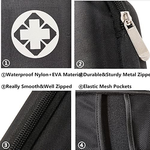 First Aid Kit Bag Empty Waterproof Medications Organizer Portable EVA First Aid Supplies Package Compact Lightweight Emergency Survival Rescue Cases Medical Kit for Home Car Travel Outdoor (Black) — view 4