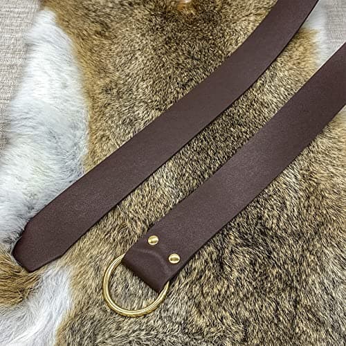 HiiFeuer Medieval O Ring Belt with Retro Nordic Drawstring Pouch, Renaissance Faux Leather Belt and Purse Set for LARP (Brown C) — view 5