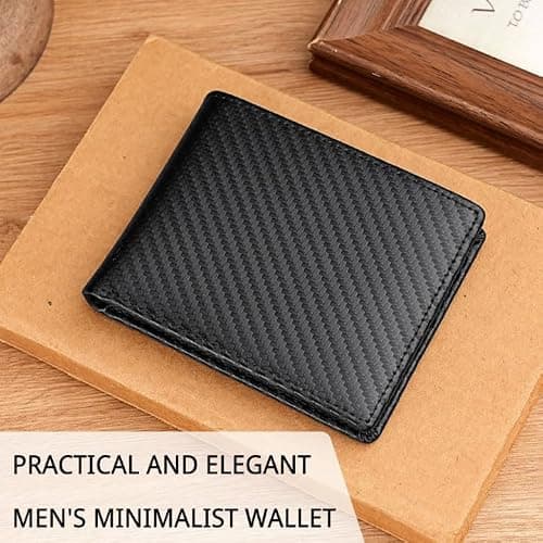 LUFFLOK Wallets Slim Carbon Fiber Leather Card Minimalist Wallet — view 5