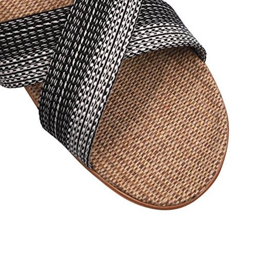 ITODA Unisex Non-Slip Linen Flip Flops Summer Couples Mule Sandals Home Open Toe Slippers Moisture Wicking Flax Sole Indoor Flats Shoes Slippers Breathable Floor Drag — view 3