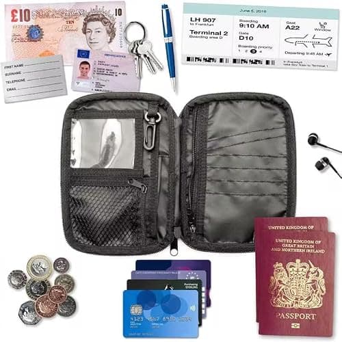 CampTeck U6750 Small Travel Wallet Passport Holder & RFID Faraday Signal Blocking Organiser Pouch for Credit Debit Cards, IDs, Documents, Money, Ticket, Key, etc – Black — view 4