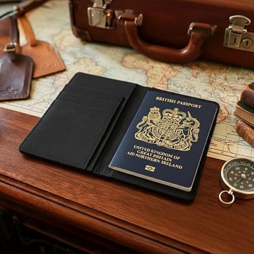 UNIGIFT Personalised Gift - Funny Highland Cow Pink Passport Holder Cover (Farm Animal Design) Custom Name Message - Cute Union Jack Scarf Flat Cap — view 2
