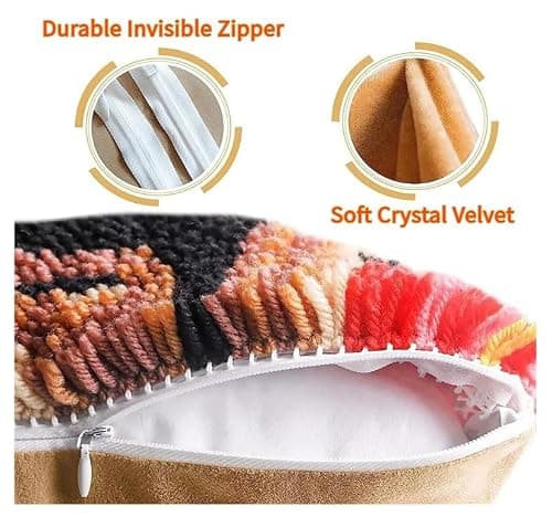 Henypt Latch Hook Cushion Kits Stream Trees and Cabin Pillow Case Rug Cover Beginner DIY Needlework Embroidery Kit Latch Hook Kits Pillow 43x43cm — view 2