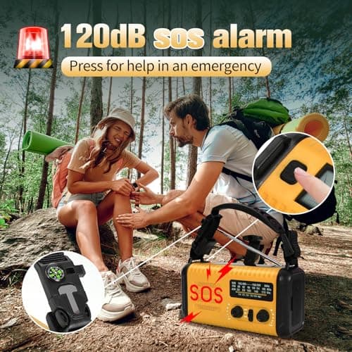 Wind Up Solar Radio, 20000mAh Emergency Hand Crank Weather Radio AM/FM — view 6