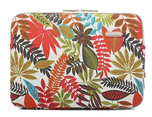 KAYOND Forest Series Pattern Water-resistant 14 inch Canvas laptop sleeve with pocket for 14 inch 14.1 inch laptop case Macbook Pro 15.4 A1707 A1990 (14-14.1 inch, white) — view 3