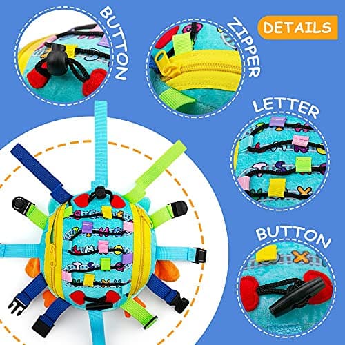 beetoy Sensory Buckle Pillow Toys for Toddlers 1-3, Learning Activity Toy Develop Fine Motor Skill, Educational Buckle Zipper Toys Toddler Activities Travel Toy for Threading Basic Skills — view 3