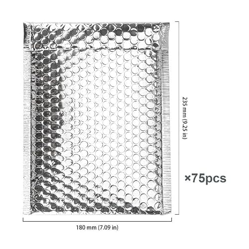 ZEONHEI 75 Pack 6 x 9 Inch Metallic Bubble Mailers, Silver Poly Padded Mailers Cushioned Envelopes, Foil Self Seal Shipping Bags for Mailing, Shipping, Packing — view 2