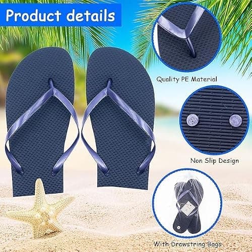 24 Pairs Wedding Flip Flops for Guests, Party Favour Sandals with Bags — view 3