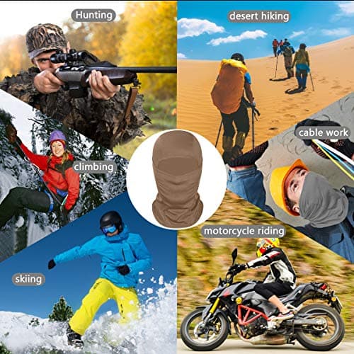 Achiou Balaclava Face Mask, Ski Mask UV Protector Lightweight for Motorcycle Cycling Running Khaki — view 5