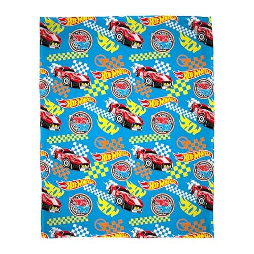 Character World Official Hot Wheels Fleece Blanket | Super Soft Warm Blue Throw, Flame Design | Perfect For The Bedroom, Camping & Sleepovers 100 x 150cm