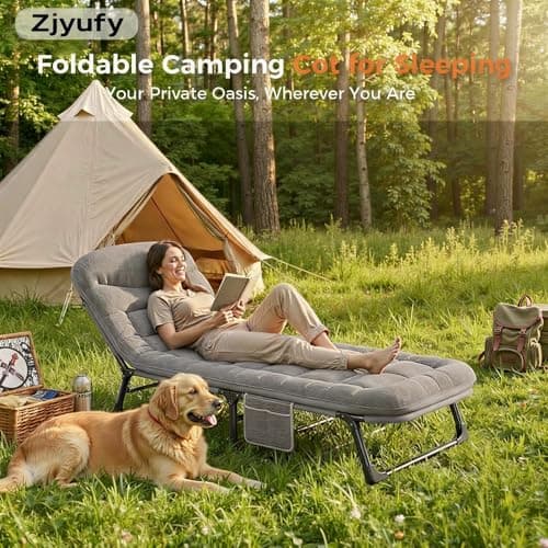 Camping Bed for Adults with Mattress, 6-Position Adjustable, 300kg Load — view 2