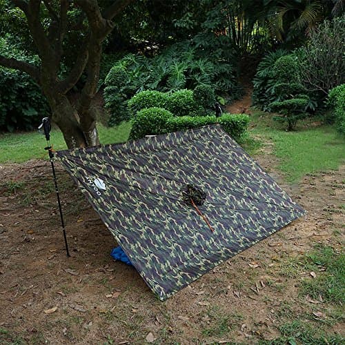 ANYOO Waterproof Rain Poncho Lightweight Reusable Hiking Rain Coat Jacket with Hood for Outdoor Activities,Camo Green,One Size — view 2