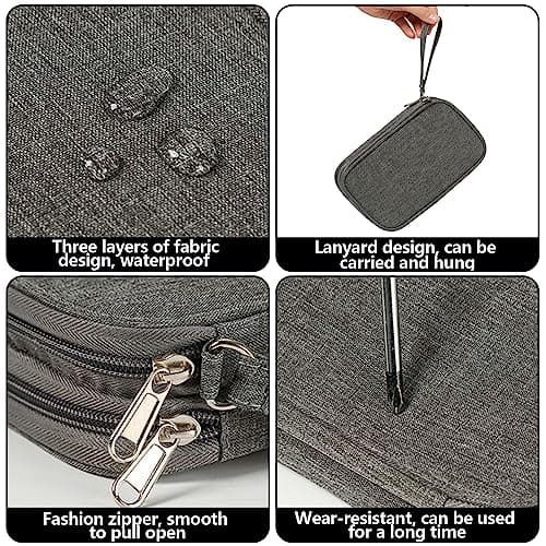 OdiuK Electronics Accessories Organizer Bag, Double-Layer Cable Organiser Bag Small Universal Carry Cable Pouch, Gadget Storage Bags for Cables Power Bank USB Drive Charger Earphone Hard Disk — view 5