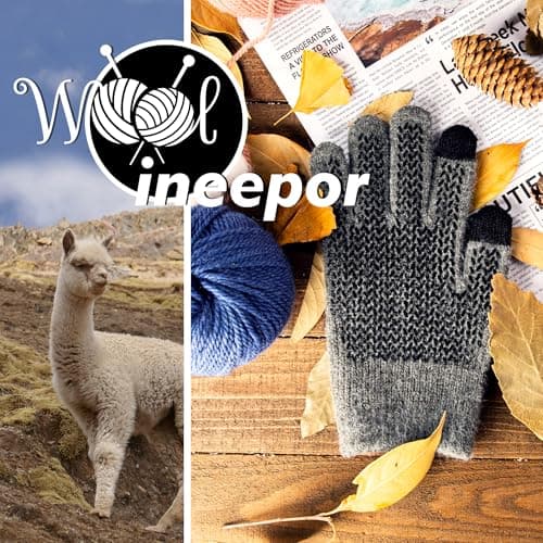 ineepor Alpaca Wool Winter Thermal Gloves for Men Womens Touch Screen Grip — view 2