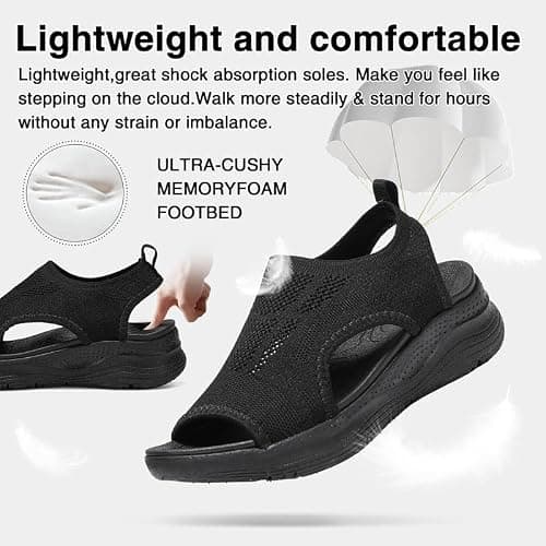 ziitop Sandals Womens Summer Washable Slingback Orthopedic Slide Sport Ladies Walking Sandals Womens With Arch Support Wedge Platform Walking Shoes Casual Thick Bottom Comfy Beach Shoes — view 4