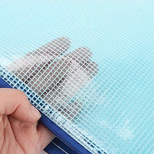 HOMEJIA 10Pcs A4 Size Durable Plastic Zip Wallets Folders Waterproof Mesh Document Bags School Stationery Organizer for Travel Packing — view 4
