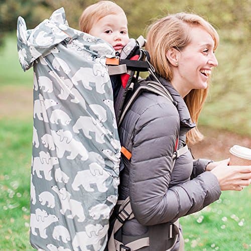BundleBean - Babywearing Lightweight Raincover (Sage-Grey Polar Bear) - Waterproof & Windproof Baby Carrier, Includes Storage Bag, Silky-Soft Waterproof Fabric, Universal Fit, New Born to 4 Years Old — view 5
