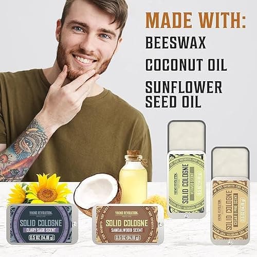 Viking Revolution 4 Pack Mens Solid Colognes 0.5 Oz - Men Solid Perfume with Cedar Wood, Clary Sage, Vetiver, Sandalwood Cologne for Mens - Travel Cologne Wax Gifts for Men — view 4