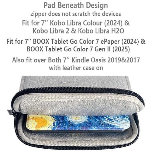 IXUECAT Kobo Libra Colour Sleeve Cover | Protective 7" e-Reader Kindle Oasis Sleeve Pouch | Travel Carry Cover Bag for Kobo Libra 2, H2O, and Colour (2024) — view 2