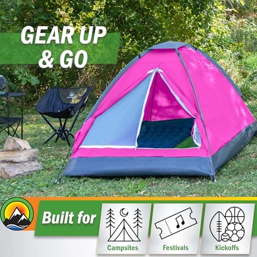 Wakeman Outdoors Dome Tent for 2 Person - Rain Fly and Carry Bag - Easy to Set Up Ideal for Camping, Backpacking, Hiking and Outdoor Music Festivals - Pink — view 6