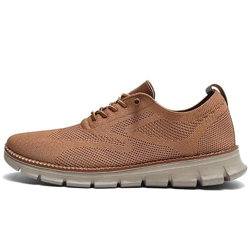 Wearbreeze Men's Business Casual Oxford Sneakers, Lightweight Lace Up Dress Shoes for Work, Travel and Daily Travel, orange, 10 UK