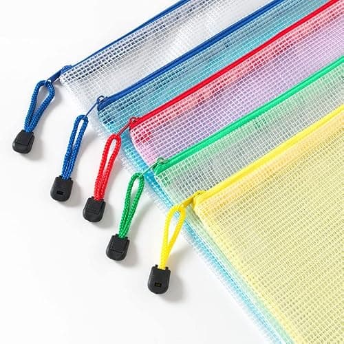 Plastic Wallets A4 Zip Wallets Ziplock Bags Plastic Mesh Document File Folder A4 Zipper Bag Zip Locked Bags - 5PCS — view 2