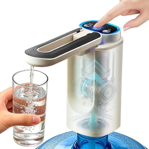 KaiPine Foldable water bottle pump, Automatic water dispenser with Tap, 3 Dispensing Modes, Portable USB Rechargeable water pump for Home, Office & Ca