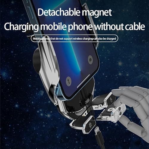 Wireless Car Charger Phone Holder,15W Magnetic Head Auto Clamping Charging — view 3