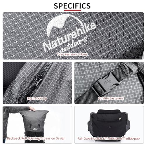 Naturehike Rock 40+5L Internal Frame Hiking Backpack for Outdoor Camping Traveling Backpacking Backpack (Black 40+5L) — view 6