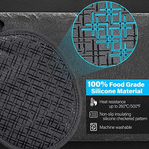Suglary 2 in 1 Pot Holder with Pocket, Oven Gloves Set Heat Resistant up to 260℃ Practical Hot Pads with Non-slip Silicone Handle and Hook Heat-resistant Kitchen Pot Holder for Cooking Kitchen — view 3