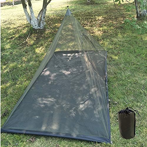 Vilemoon Mosquito Net with Bottom for Camping Bed Compact and Ultra-Light for Travel Outdoor Lightweight Mesh for 1-2 Person (Green)