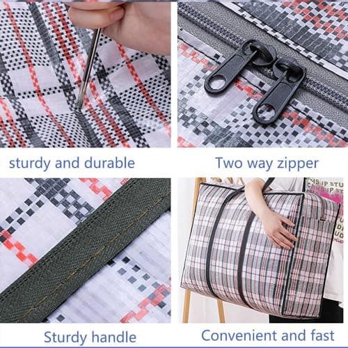 2PCS Laundry Bags, Large Strong Durable Storage Bags for Moving House Shopping and Laundry, Jumbo Reusable Zip Bag Storage Bags, 60x45x20Cmx120,M — view 5