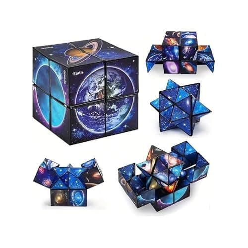 Infinity Cube, Fidget Cube for Kids, Cubes for Travel Entertainment, Cubes for Children Space Solar System Fidget Puzzles Smart Games, Gift for Boys Girls Multicolor