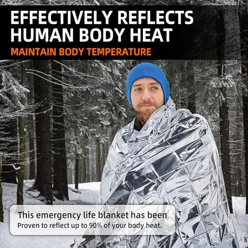 Deecam 12 Pack Mylar Emergency Thermal Foil Survival Space Blankets — view 2