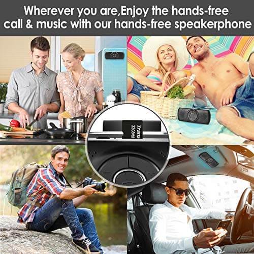 TIANSHILI Portable Bluetooth Speaker, Car Handsfree Speakerphone, Stereo Sound Enhanced Bass/Built-in Mic/TF Card Player/Google Assistant Voice Command for Car, Home, Outdoor (Silver)… — view 2