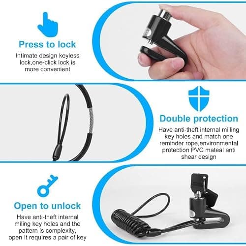 Ainiv Bike Lock, Disc Brake 1300mm/12mm Cycling Cable Lock with 2 Keys,Electric Scooter Accessory Anti-Theft for Xiaomi M365/Pro,Bike, Electric Bike, Skateboards, Strollers, B Black (F5EU-3251053) — view 3