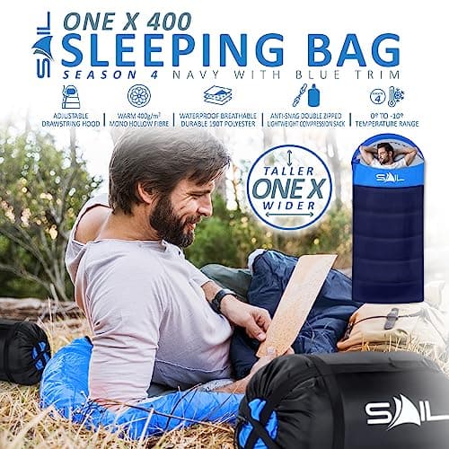 SAIL Extra Wide Sleeping Bag XXL for Big Tall Adults, 230x100 cm, Blue — view 2