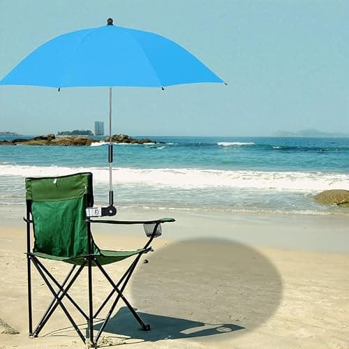 Ponanor Chair Umbrella with Clamp, Portable Clip on Umbrella for Beach, Patio, Stroller, Sports Wheelchair, and Wagon, UV Protection Sun Shade (Blue) — view 3