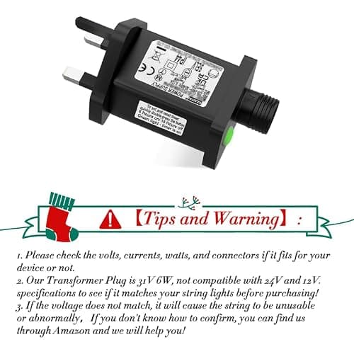 31V Transformer Plug for Christmas Lights, Gcstnn 6W LED Replacement Adapter with Timer,Memory,8 Modes,IP44 Waterproof Power Supply Controller for Christmas Tree Lights,Icicle Fairy Lights,Net Lights — view 4