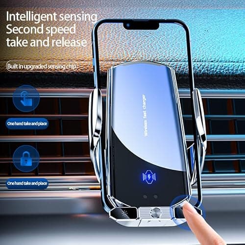 Wireless Car Charger Phone Holder,15W Magnetic Head Auto Clamping Charging — view 2