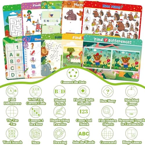 Kalysky Travel Games For Kids 2 Pack,58 Reusable Road Trip Activity Toys — view 5