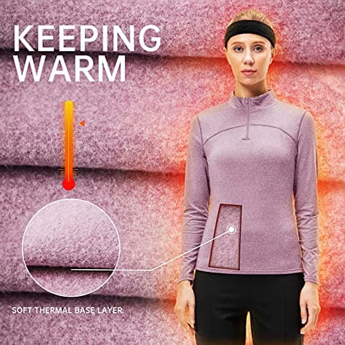 TERODACO Thermal Tops for Womens Half Zip Base Layer 12523 Pink M — view 3